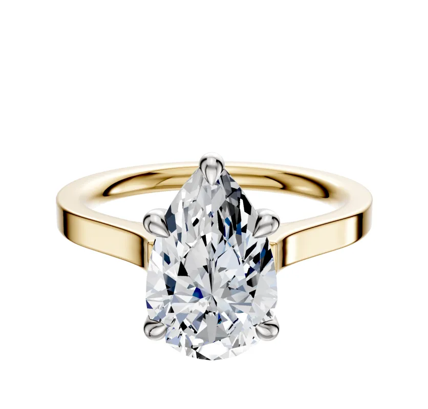 18K Two Tone 4 Prong Basket Cathedral Flat 2.0mm Engagement Ring sold by Promise By Effy