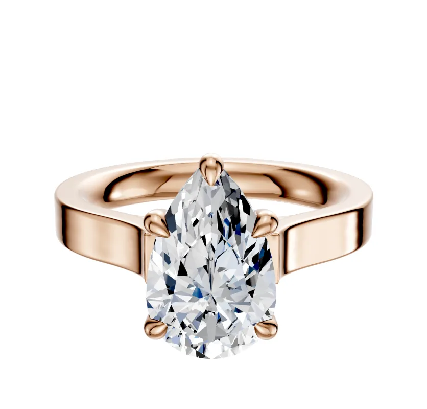14K Rose Gold 4 Prong Basket Cathedral Flat 3.0mm Engagement Ring sold by Promise By Effy