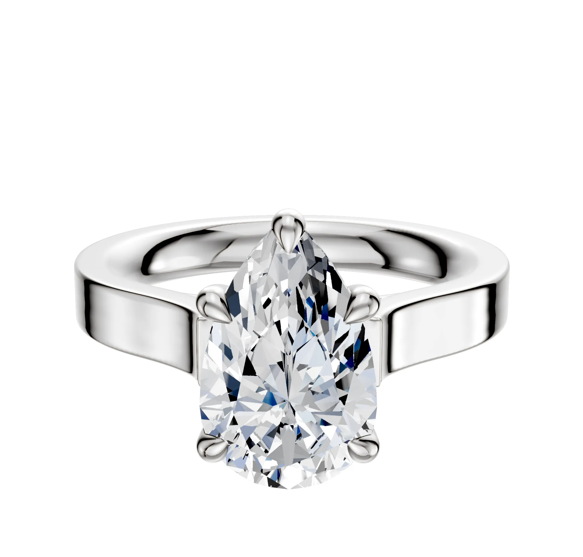 18K White Gold 4 Prong Basket Cathedral Flat 3.0mm Engagement Ring sold by Promise By Effy