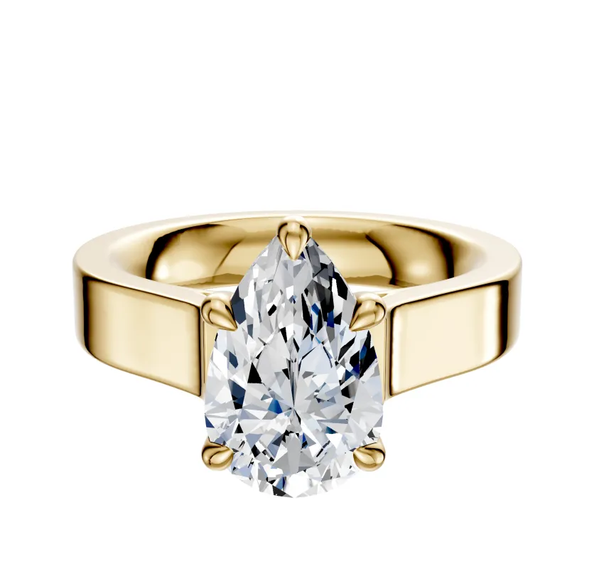 18K Yellow Gold 4 Prong Basket Cathedral Flat 4.0mm Engagement Ring sold by Promise By Effy