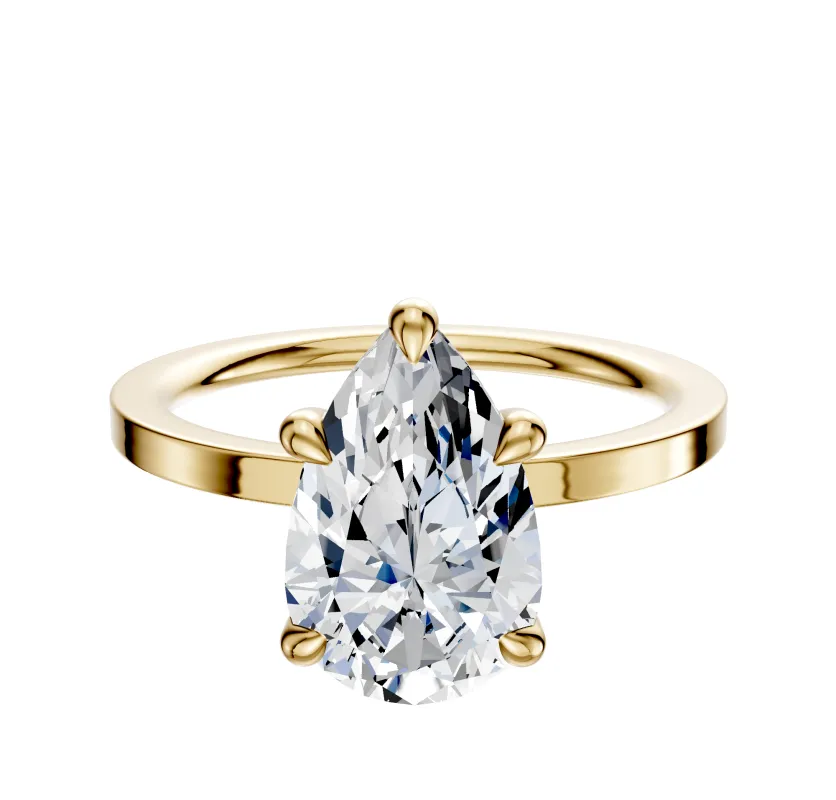 14K Yellow Gold 4 Prong Basket Classic Flat 1.5mm Engagement Ring sold by Promise By Effy