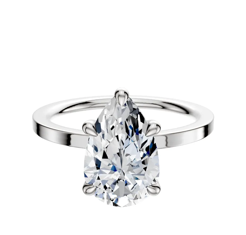 14K White Gold 4 Prong Basket Classic Flat 1.5mm Engagement Ring sold by Promise By Effy