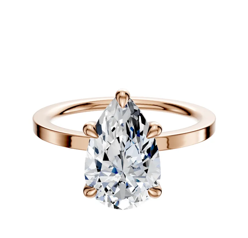 14K Rose Gold 4 Prong Basket Classic Flat 1.5mm Engagement Ring sold by Promise By Effy