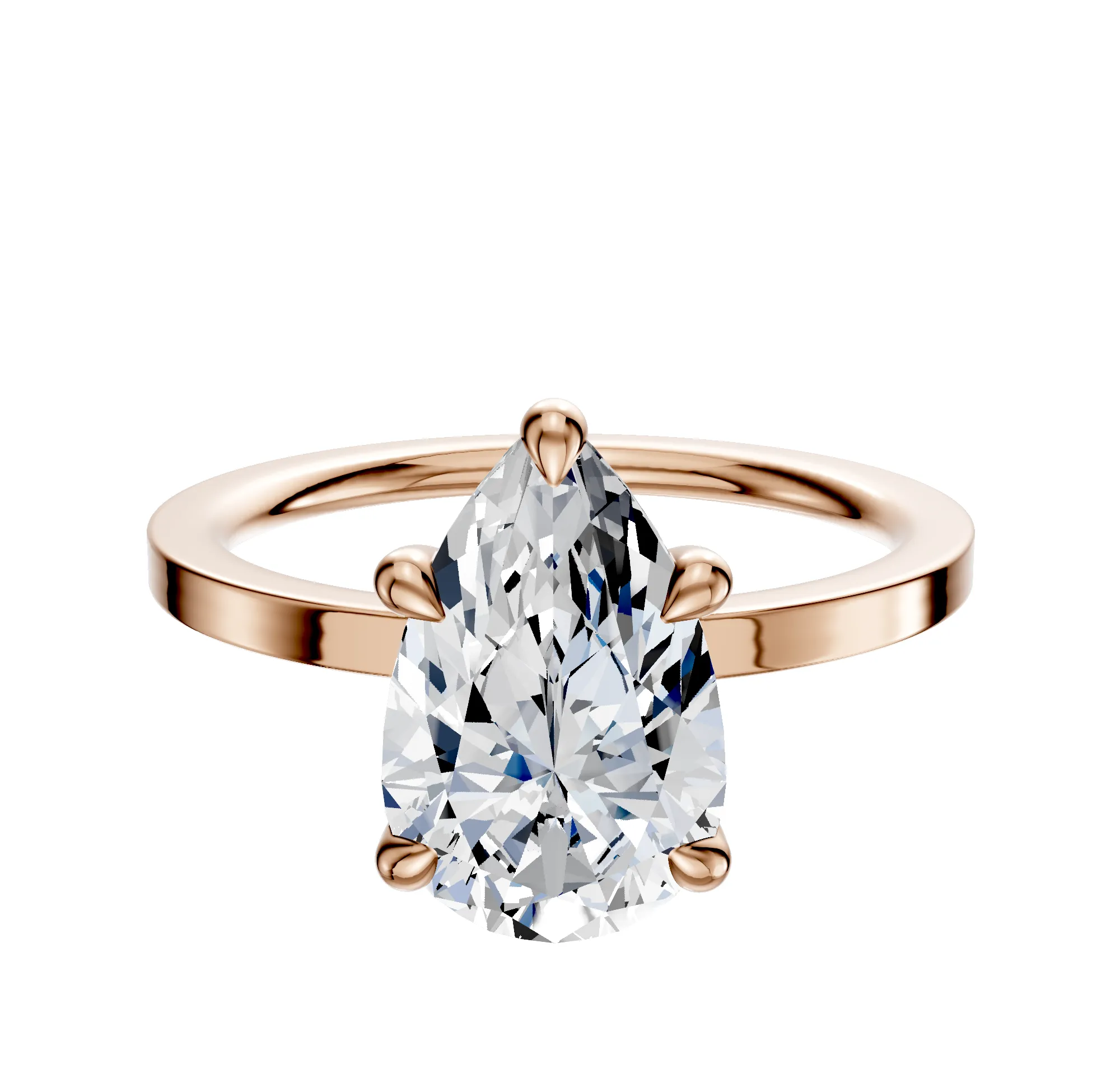 18K Rose Gold 4 Prong Basket Classic Flat 1.5mm Engagement Ring sold by Promise By Effy