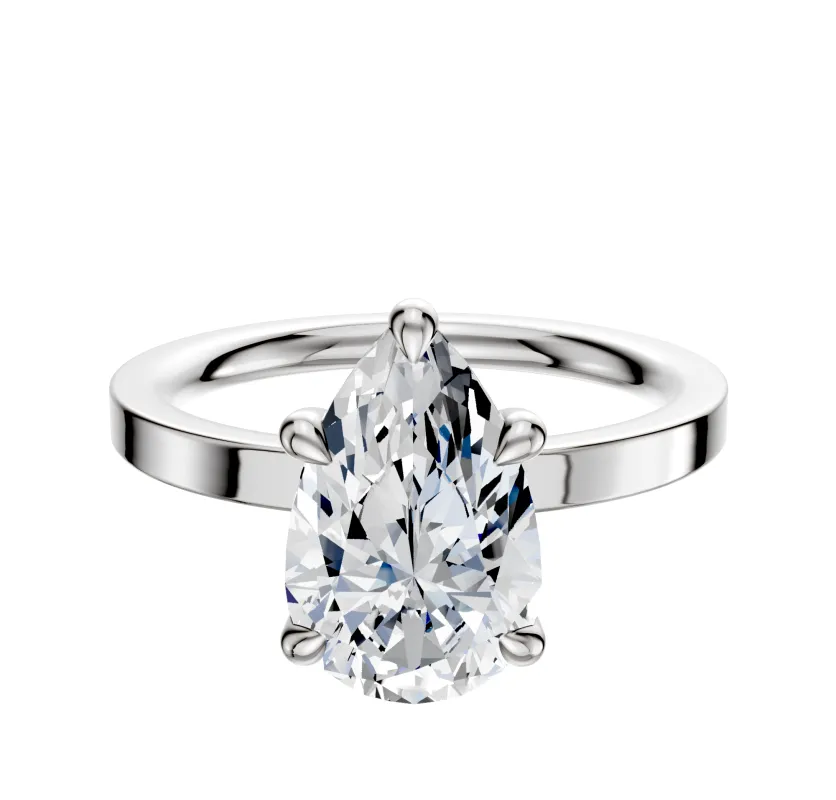 14K White Gold 4 Prong Basket Classic Flat 2.0mm Engagement Ring sold by Promise By Effy