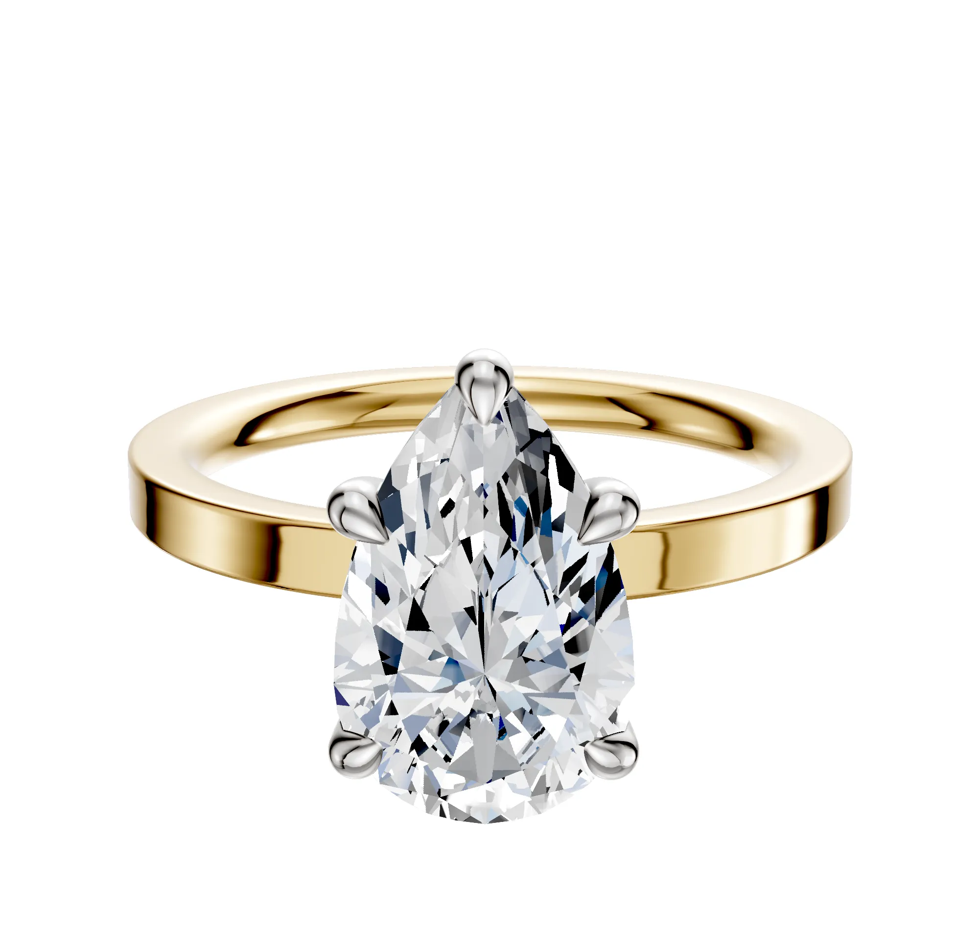 18K Two Tone 4 Prong Basket Classic Flat 2.0mm Engagement Ring sold by Promise By Effy