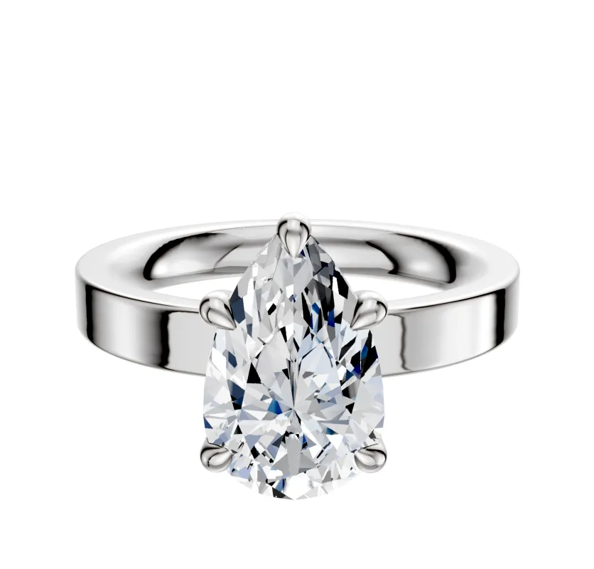 18K White Gold 4 Prong Basket Classic Flat 3.0mm Engagement Ring sold by Promise By Effy