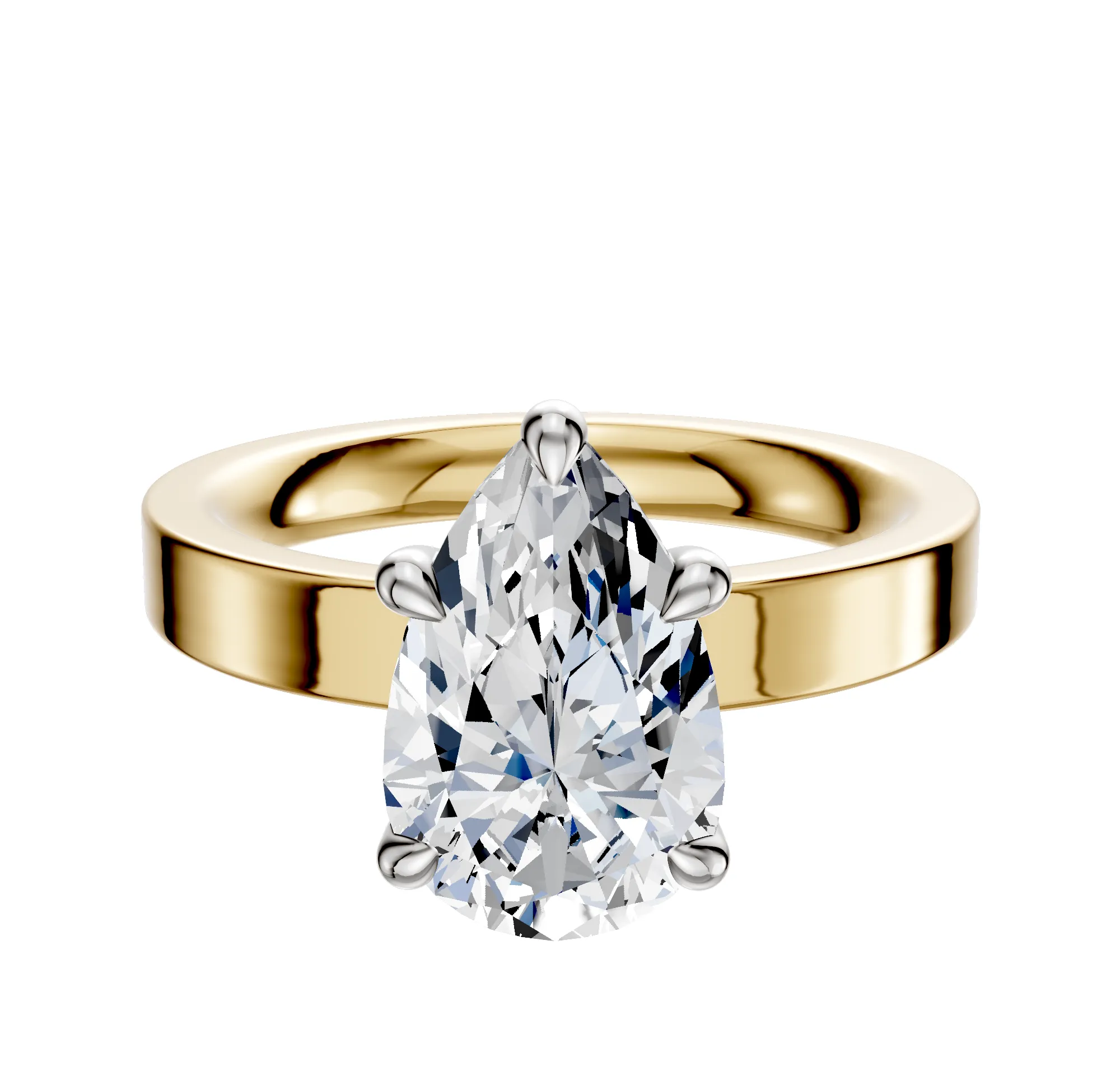 18K Two Tone 4 Prong Basket Classic Flat 3.0mm Engagement Ring sold by Promise By Effy