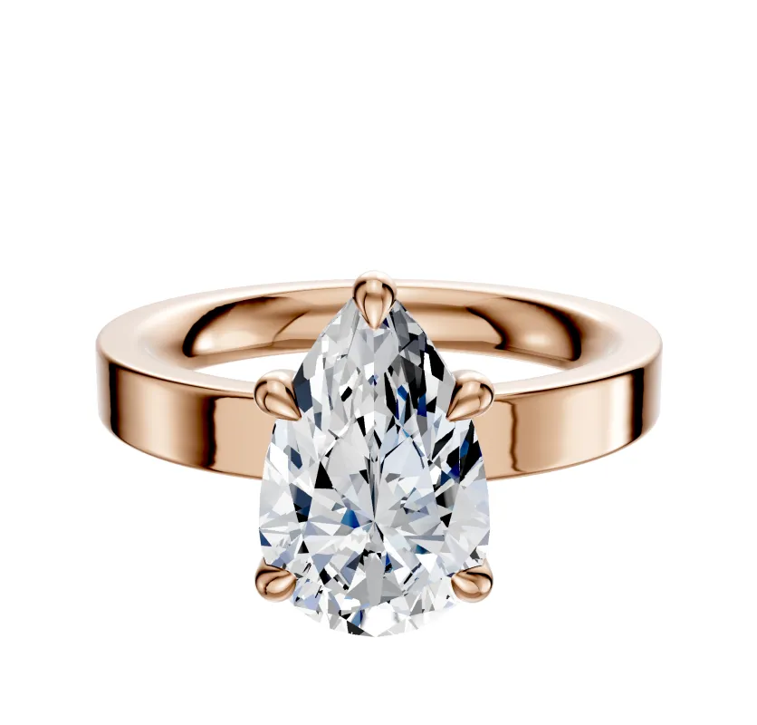 18K Rose Gold 4 Prong Basket Classic Flat 3.0mm Engagement Ring made by Promise By Effy