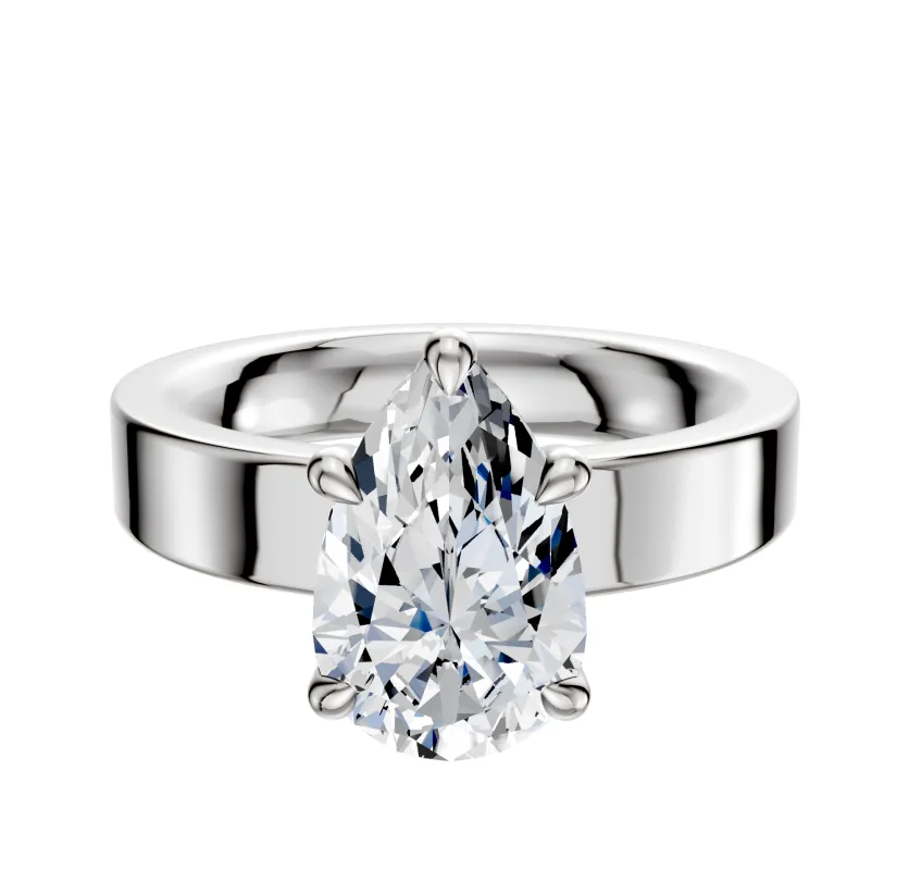 18K White Gold 4 Prong Basket Classic Flat 4.0mm Engagement Ring sold by Promise By Effy