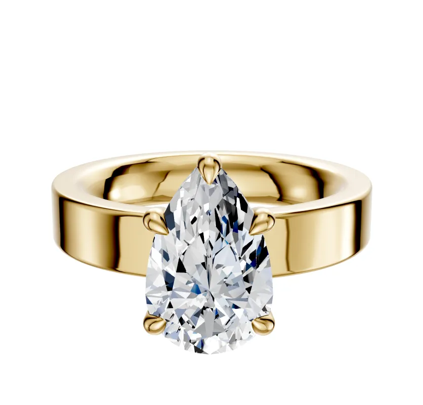 18K Yellow Gold 4 Prong Basket Classic Flat 4.0mm Engagement Ring sold by Promise By Effy