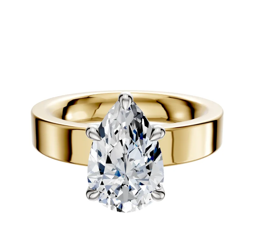 18K Two Tone 4 Prong Basket Classic Flat 4.0mm Engagement Ring sold by Promise By Effy
