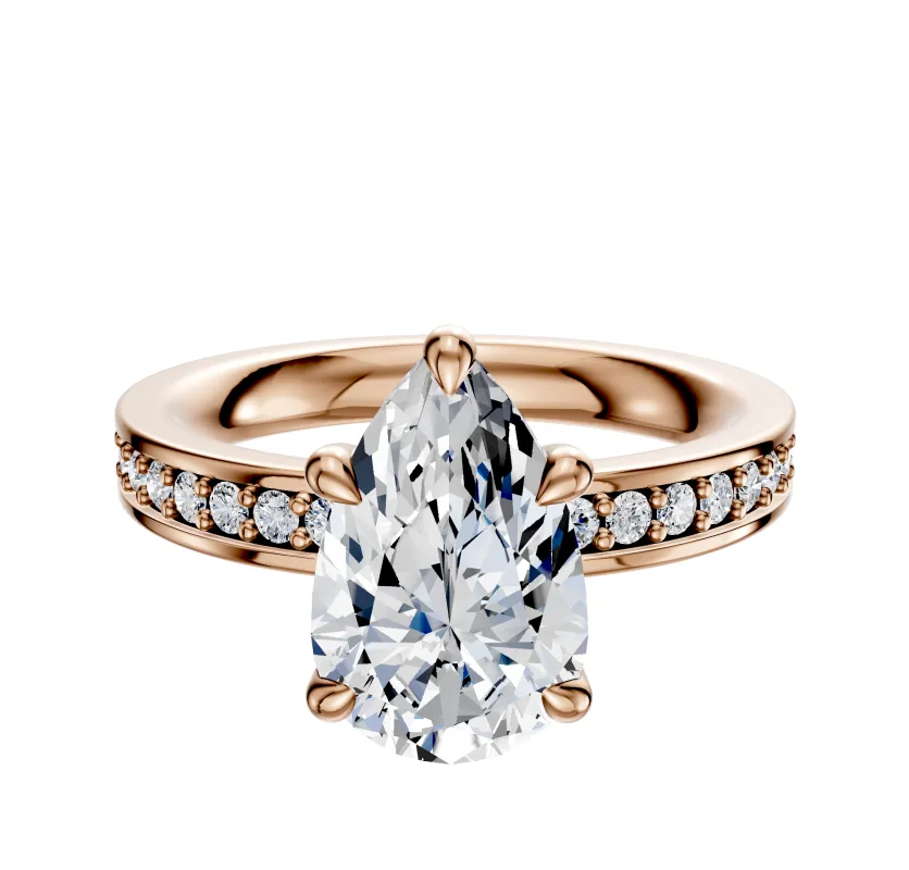 18K Rose Gold 4 Prong Basket Classic Flat 1-Row-Pave 2.5mm Engagement Ring sold by Promise By Effy