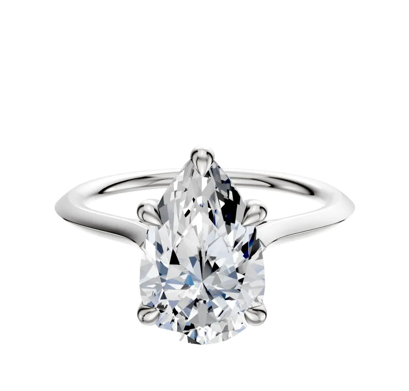 14K White Gold 4 Prong Basket Cathedral Knife Edge 1.5mm Engagement Ring sold by Promise By Effy