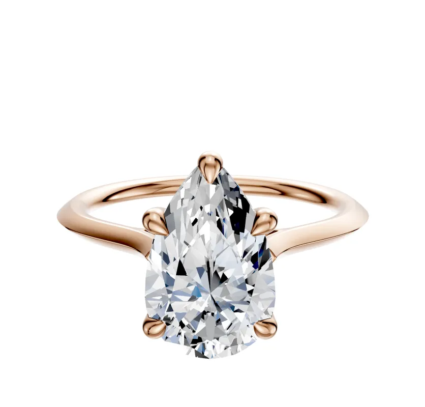 14K Rose Gold 4 Prong Basket Cathedral Knife Edge 1.5mm Engagement Ring sold by Promise By Effy