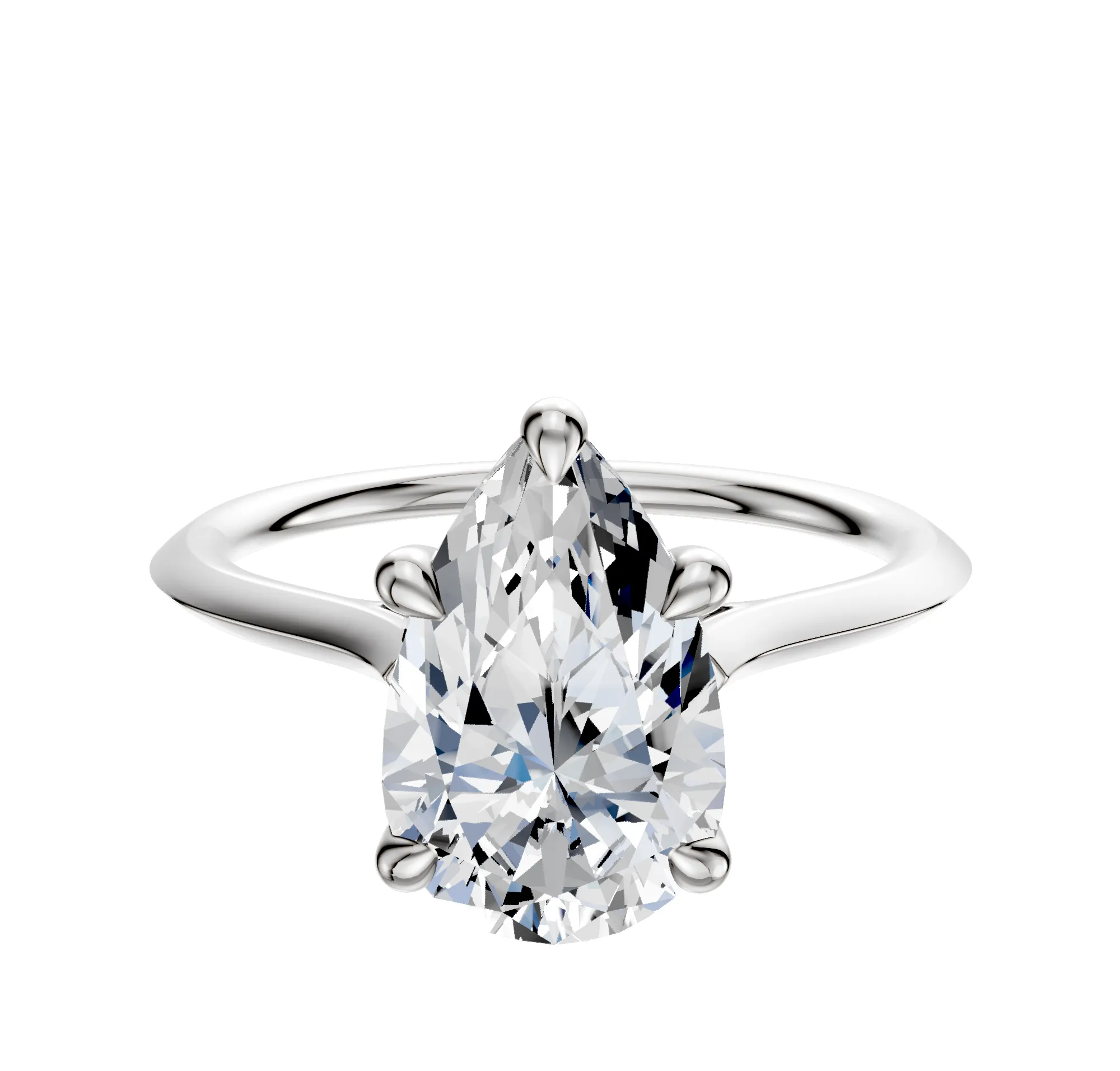 18K White Gold 4 Prong Basket Cathedral Knife Edge 1.5mm Engagement Ring sold by Promise By Effy