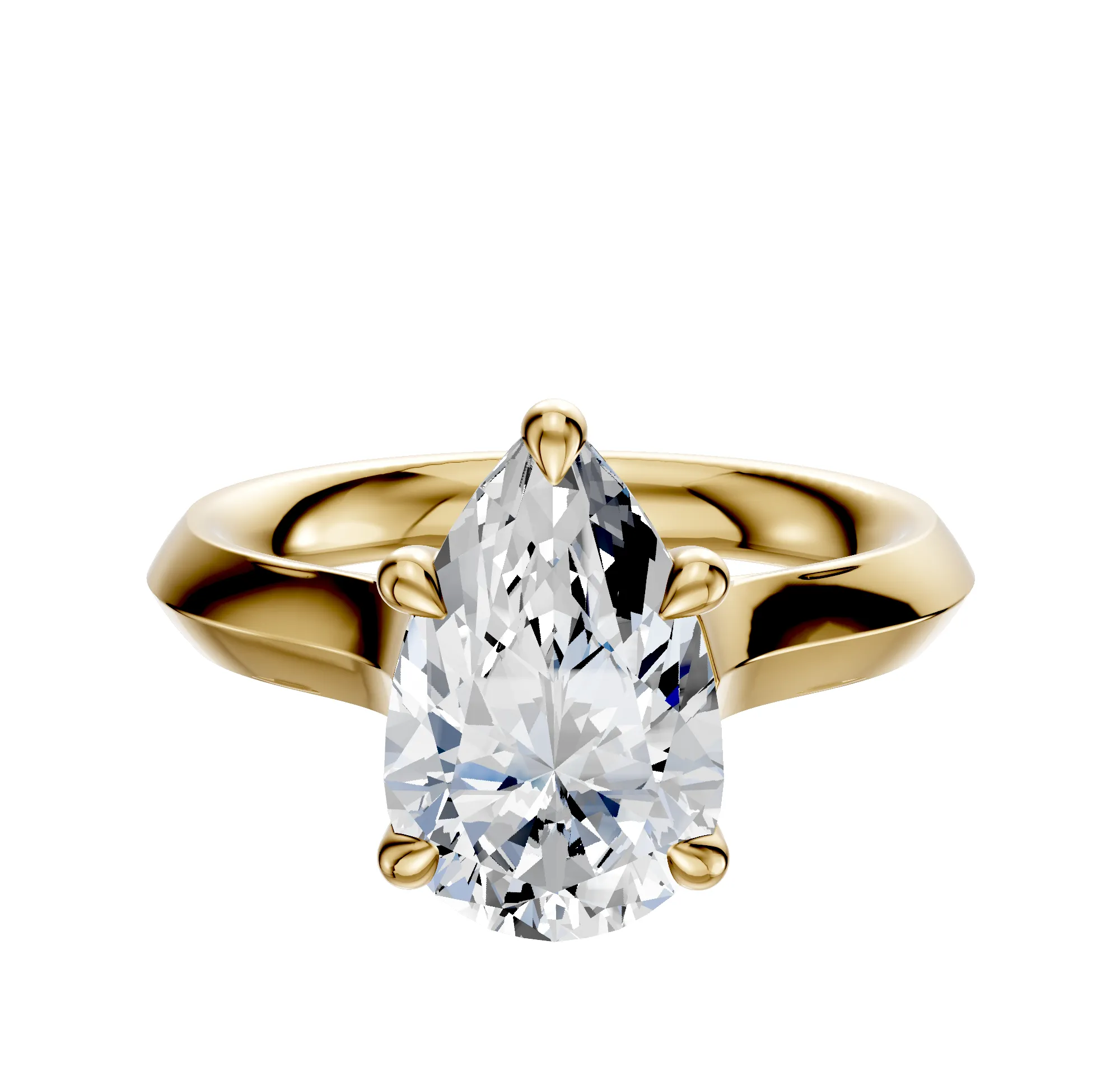 14K Yellow Gold 4 Prong Basket Cathedral Knife Edge 3.0mm Engagement Ring sold by Promise By Effy