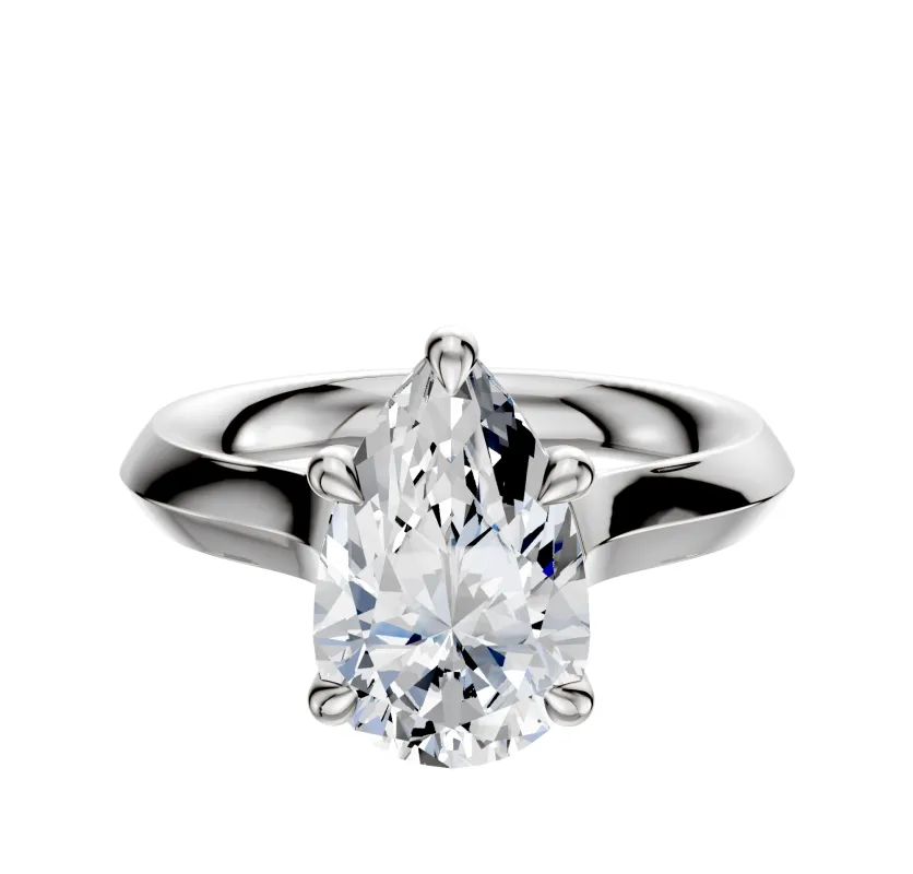 14K White Gold 4 Prong Basket Cathedral Knife Edge 3.0mm Engagement Ring sold by Promise By Effy