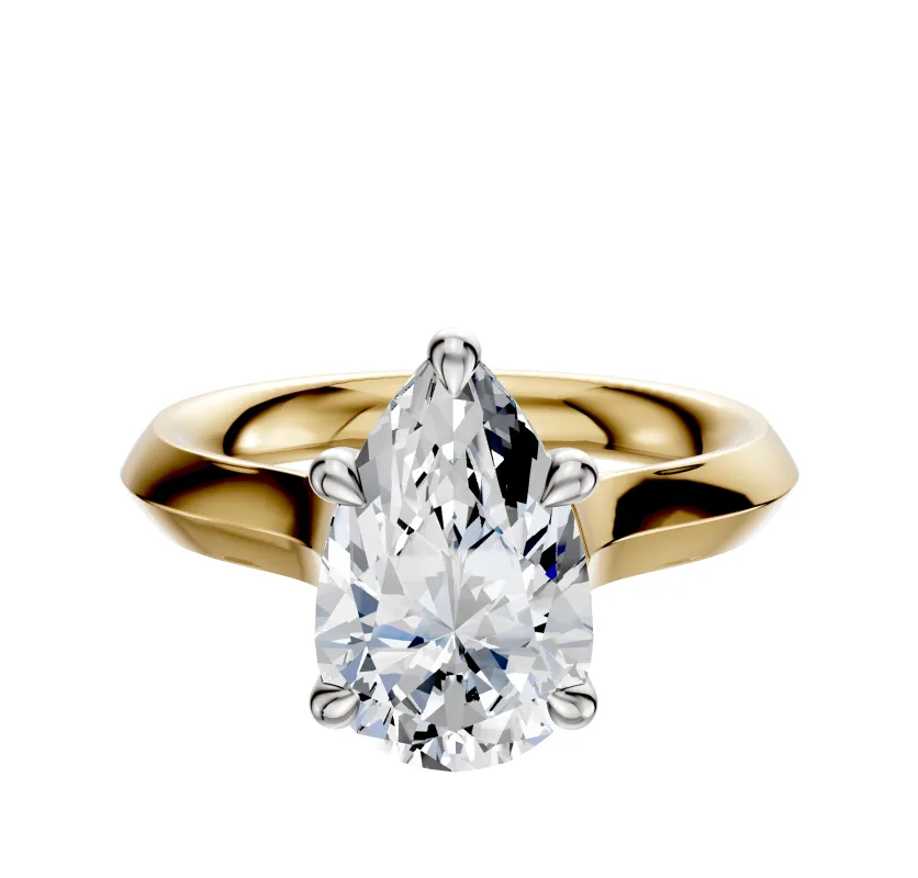 18K Two Tone 4 Prong Basket Cathedral Knife Edge 3.0mm Engagement Ring sold by Promise By Effy