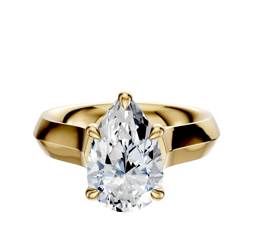 18K Yellow Gold 4 Prong Basket Cathedral Knife Edge 4.0mm Engagement Ring sold by Promise By Effy