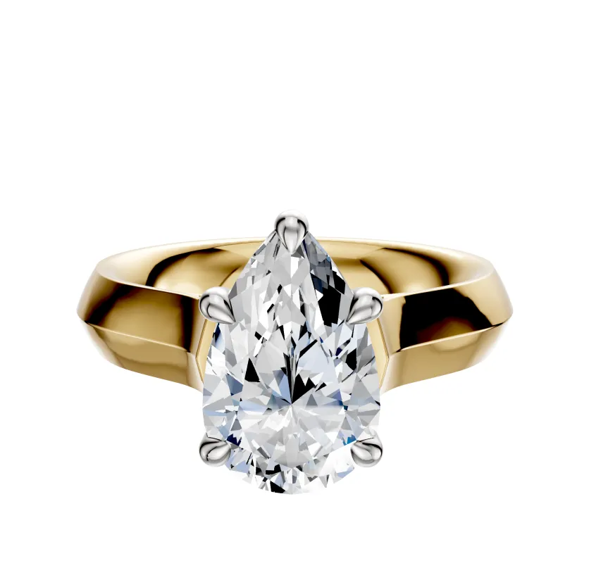 18K Two Tone 4 Prong Basket Cathedral Knife Edge 4.0mm Engagement Ring sold by Promise By Effy