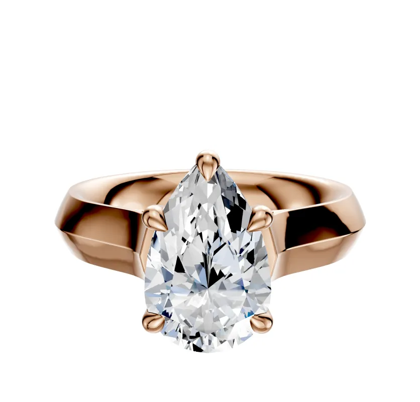 18K Rose Gold 4 Prong Basket Cathedral Knife Edge 4.0mm Engagement Ring sold by Promise By Effy