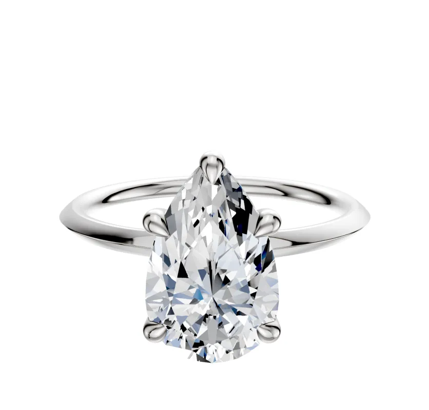 Platinum 4 Prong Basket Classic Knife Edge 1.5mm Engagement Ring sold by Promise By Effy