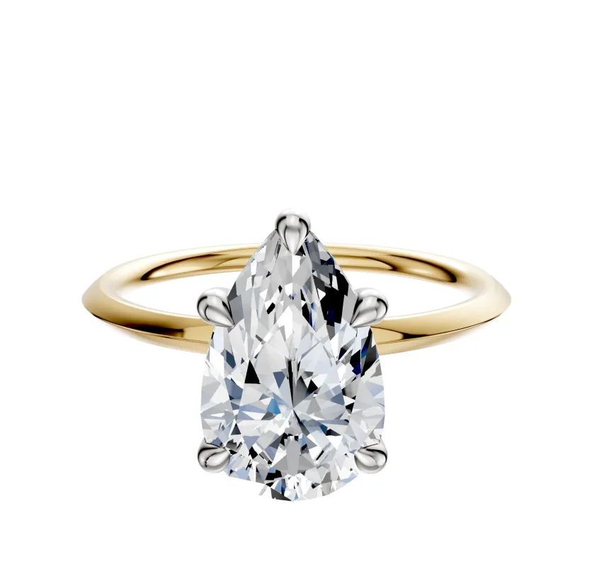 18K Two Tone 4 Prong Basket Classic Knife Edge 1.5mm Engagement Ring sold by Promise By Effy