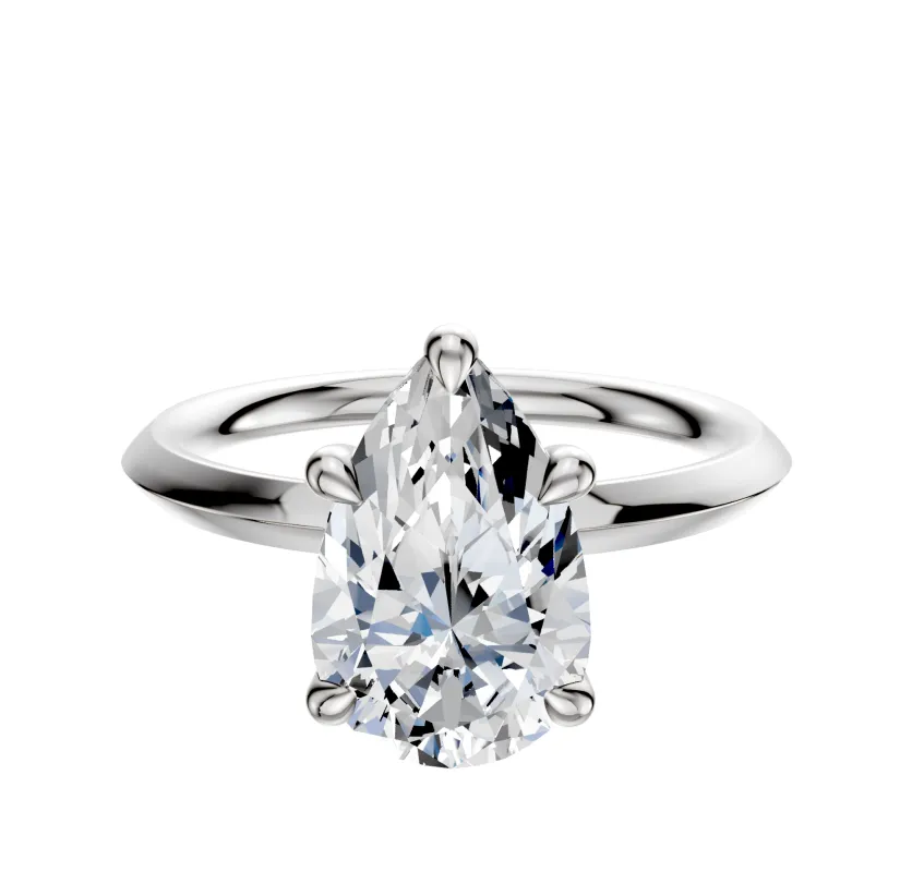 14K White Gold 4 Prong Basket Classic Knife Edge 2.0mm Engagement Ring sold by Promise By Effy