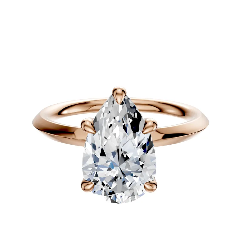 18K Rose Gold 4 Prong Basket Classic Knife Edge 2.0mm Engagement Ring sold by Promise By Effy