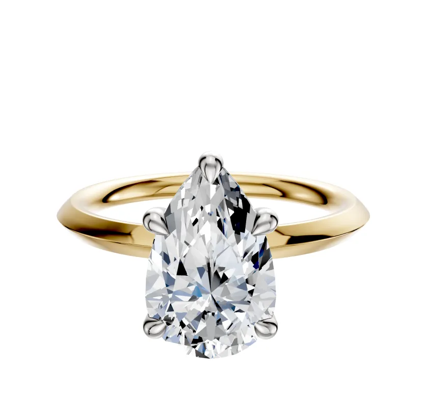 18K Two Tone 4 Prong Basket Classic Knife Edge 2.0mm Engagement Ring sold by Promise By Effy