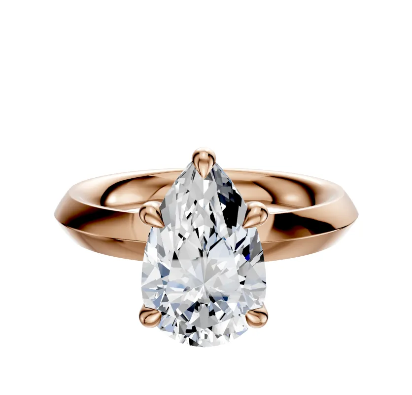 14K Rose Gold 4 Prong Basket Classic Knife Edge 3.0mm Engagement Ring sold by Promise By Effy