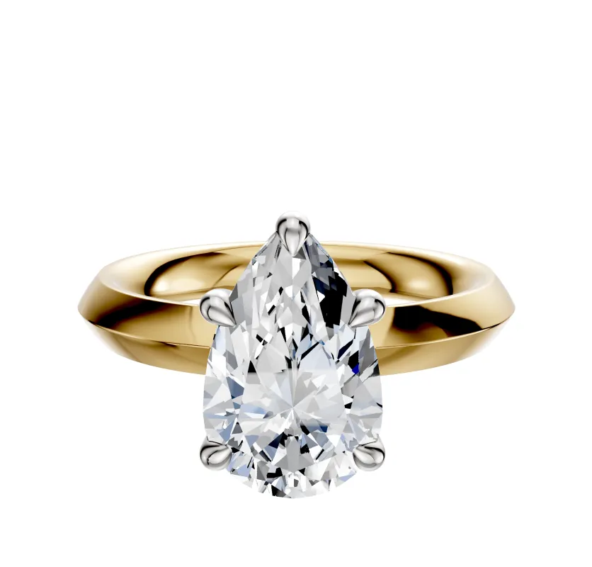 14K Two Tone 4 Prong Basket Classic Knife Edge 3.0mm Engagement Ring sold by Promise By Effy