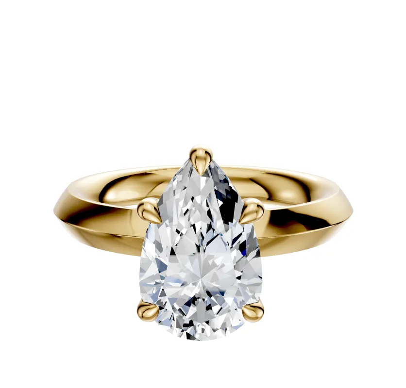 18K Yellow Gold 4 Prong Basket Classic Knife Edge 3.0mm Engagement Ring sold by Promise By Effy
