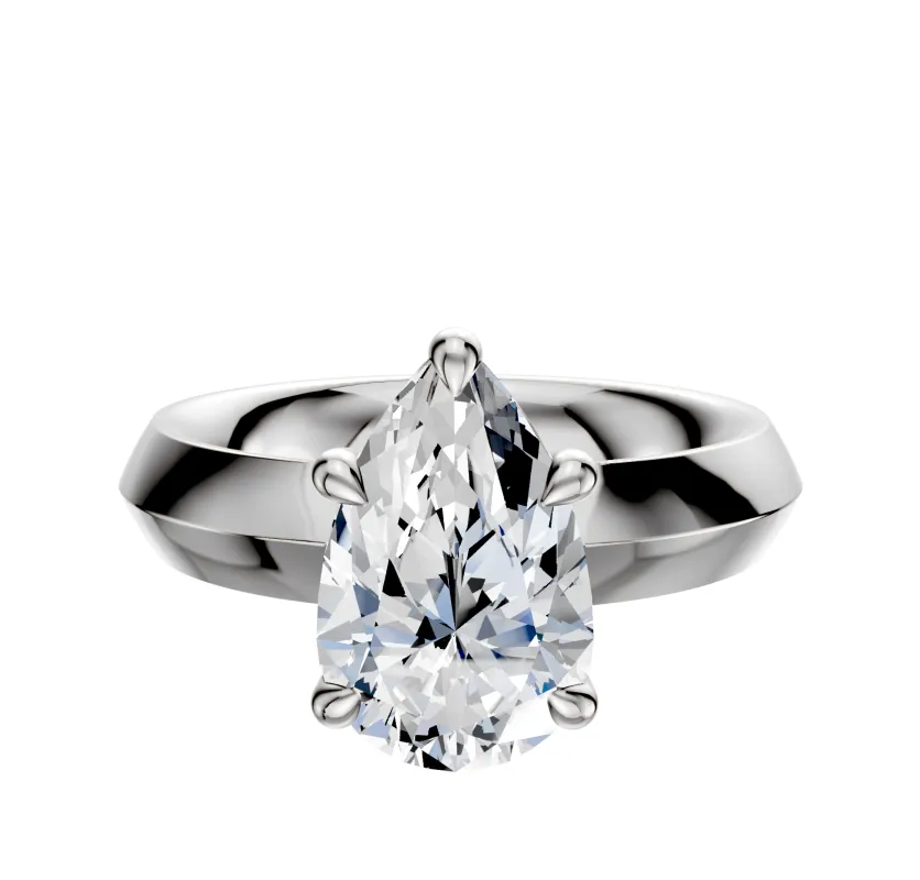 14K White Gold 4 Prong Basket Classic Knife Edge 4.0mm Engagement Ring sold by Promise By Effy