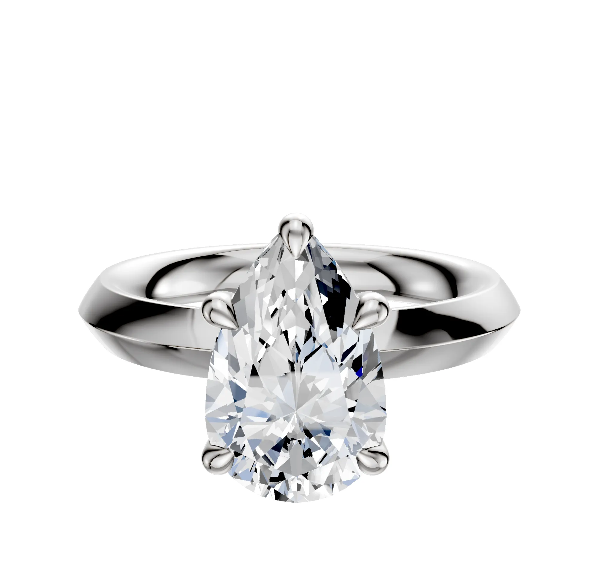 Platinum 4 Prong Basket Classic Knife Edge 3.0mm Engagement Ring sold by Promise By Effy