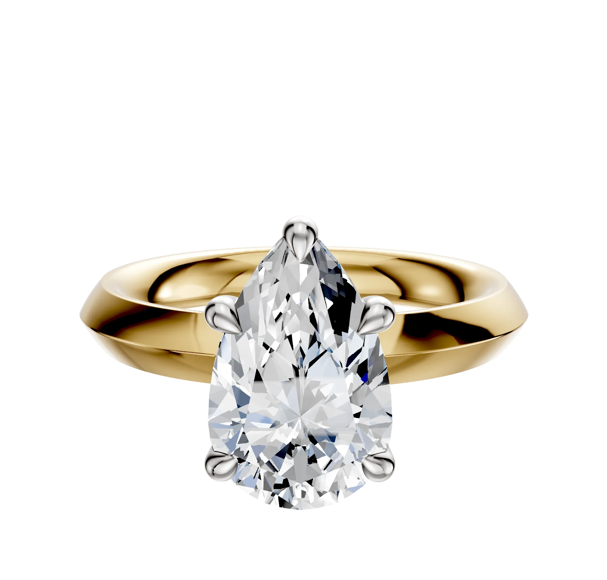 18K Two Tone 4 Prong Basket Classic Knife Edge 3.0mm Engagement Ring sold by Promise By Effy