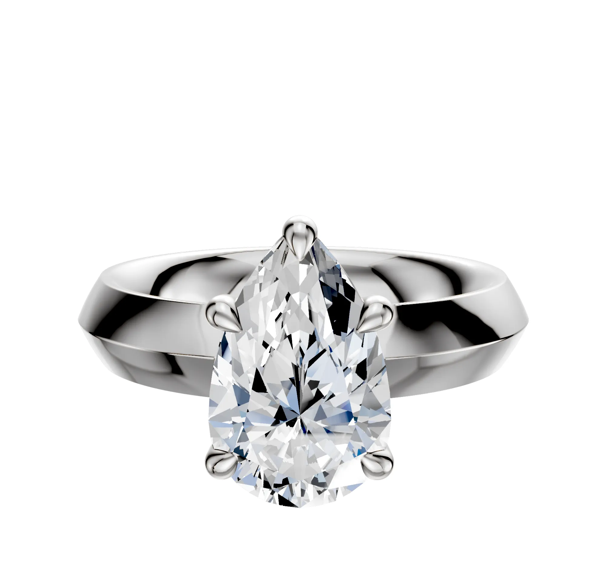 18K White Gold 4 Prong Basket Classic Knife Edge 4.0mm Engagement Ring sold by Promise By Effy