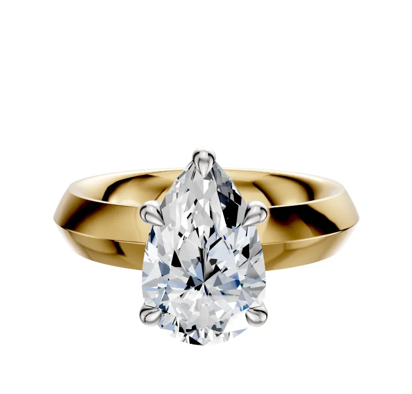 18K Two Tone 4 Prong Basket Classic Knife Edge 4.0mm Engagement Ring sold by Promise By Effy