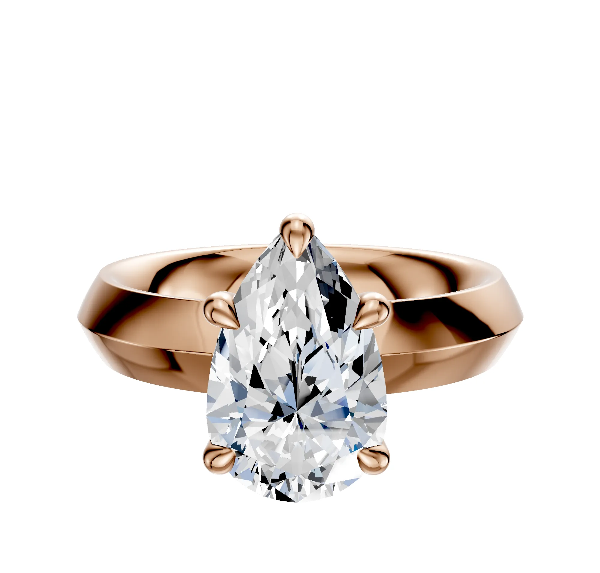 18K Rose Gold 4 Prong Basket Classic Knife Edge 4.0mm Engagement Ring sold by Promise By Effy