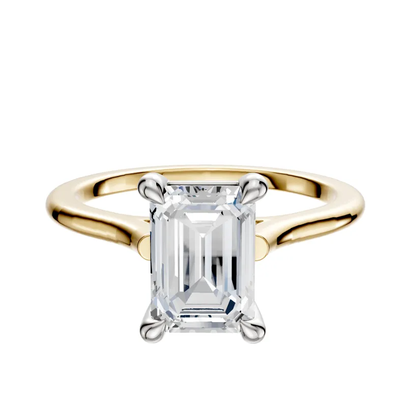 18K Two Tone 4 Prong Basket Cathedral Dome 1.5mm Engagement Ring sold by Promise By Effy
