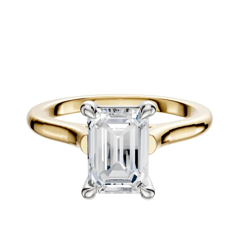 18K Two Tone 4 Prong Basket Cathedral Dome 2.0mm Engagement Ring sold by Promise By Effy