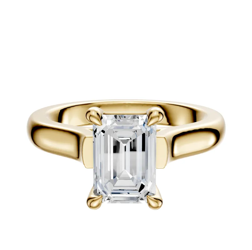 14K Yellow Gold 4 Prong Basket Cathedral Dome 3.0mm Engagement Ring sold by Promise By Effy