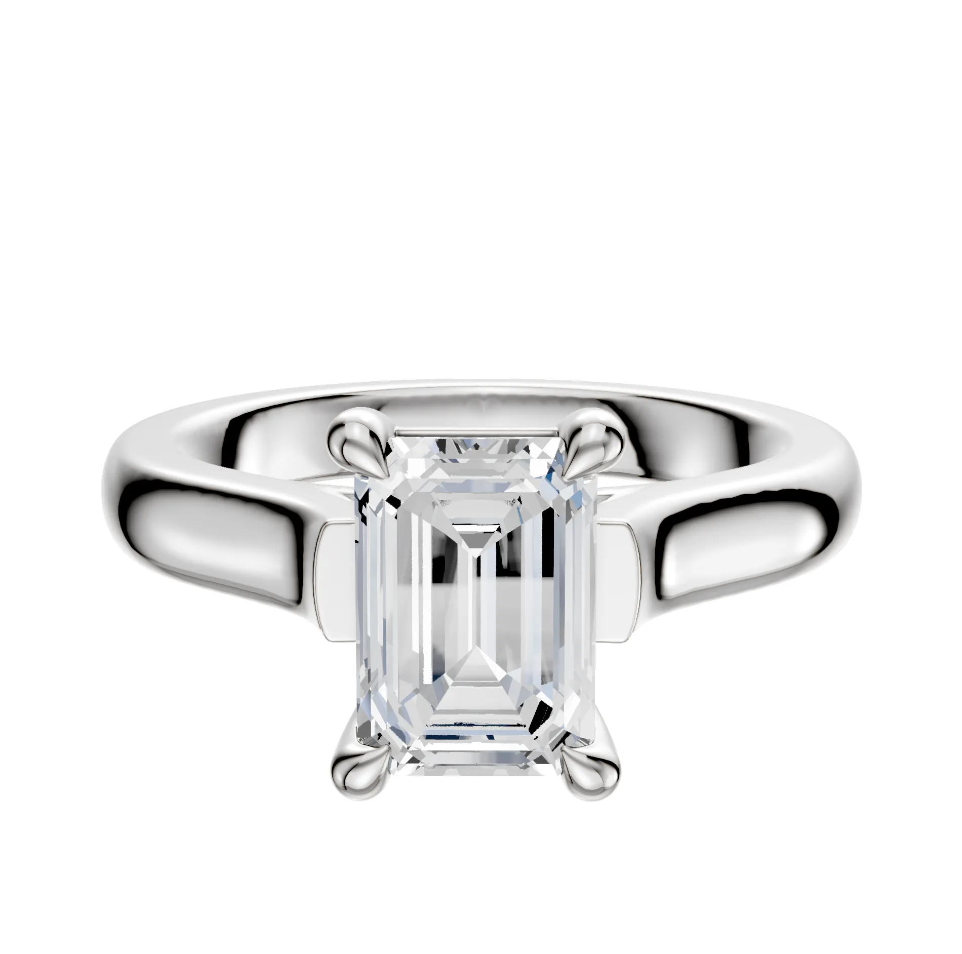 14K White Gold 4 Prong Basket Cathedral Dome 3.0mm Engagement Ring sold by Promise By Effy