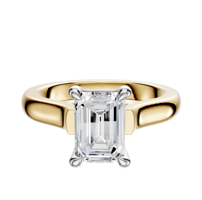 18K Two Tone 4 Prong Basket Cathedral Dome 3.0mm Engagement Ring sold by Promise By Effy