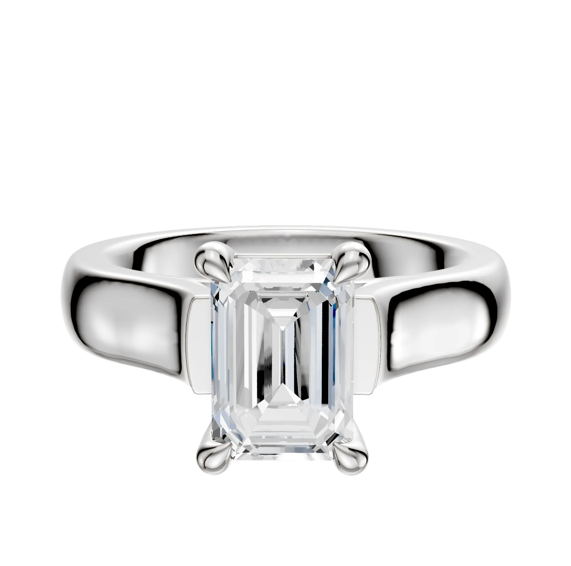 18K White Gold 4 Prong Basket Cathedral Dome 4.0mm Engagement Ring sold by Promise By Effy