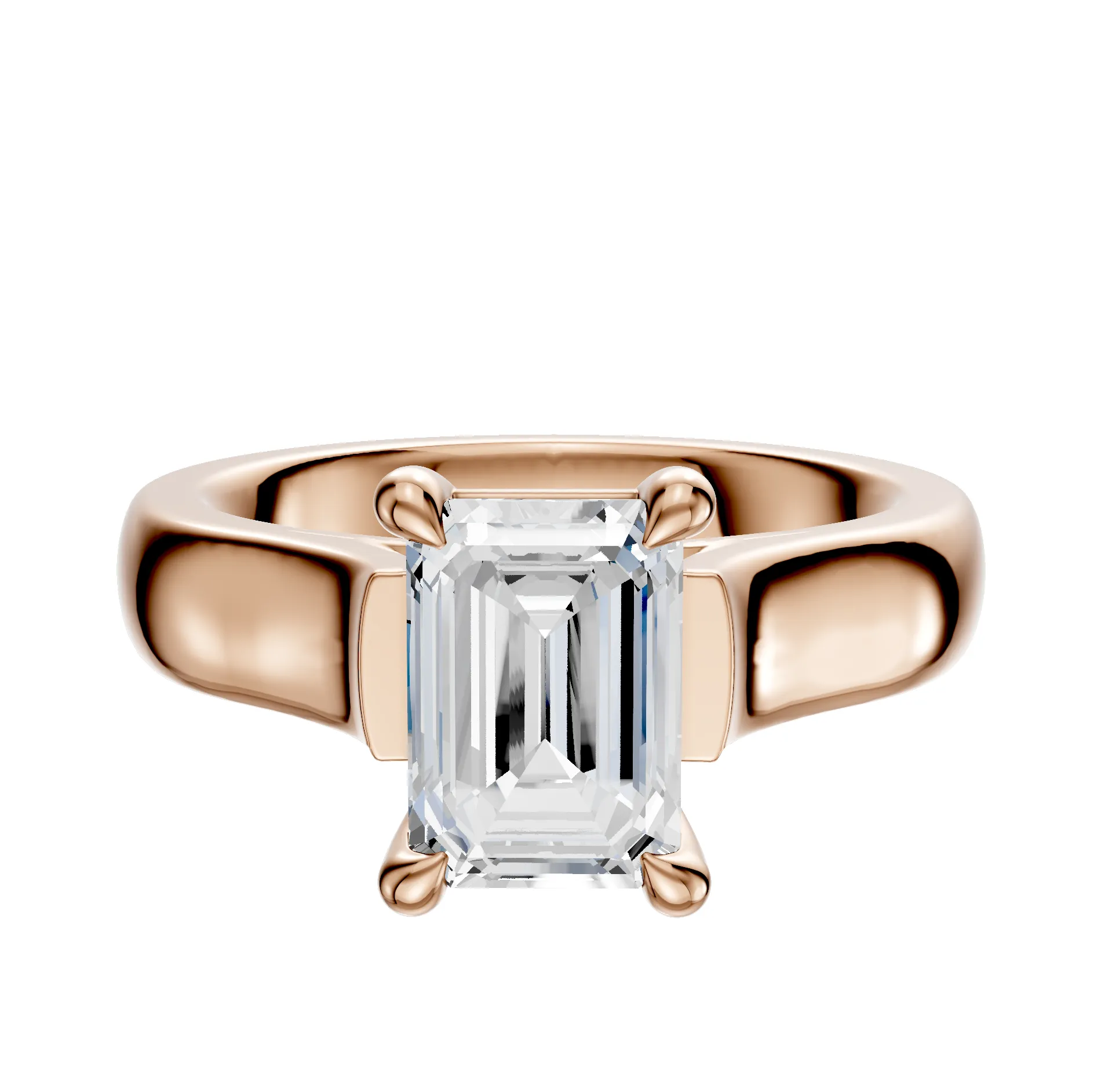 14K Rose Gold 4 Prong Basket Cathedral Dome 4.0mm Engagement Ring sold by Promise By Effy