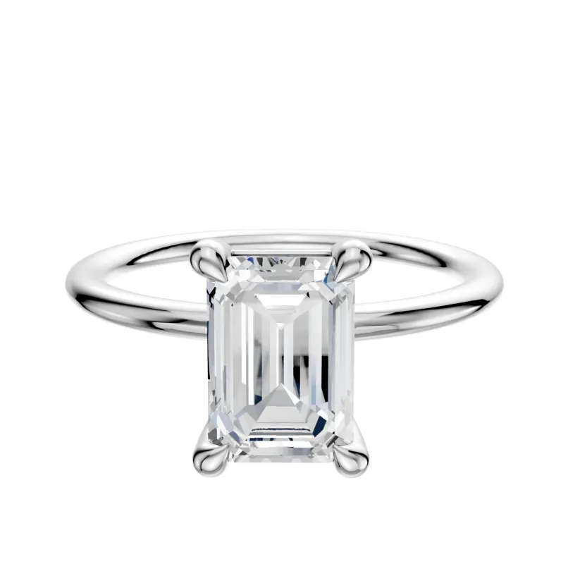 14K White Gold 4 Prong Basket Classic Dome 1.5mm Engagement Ring sold by Promise By Effy