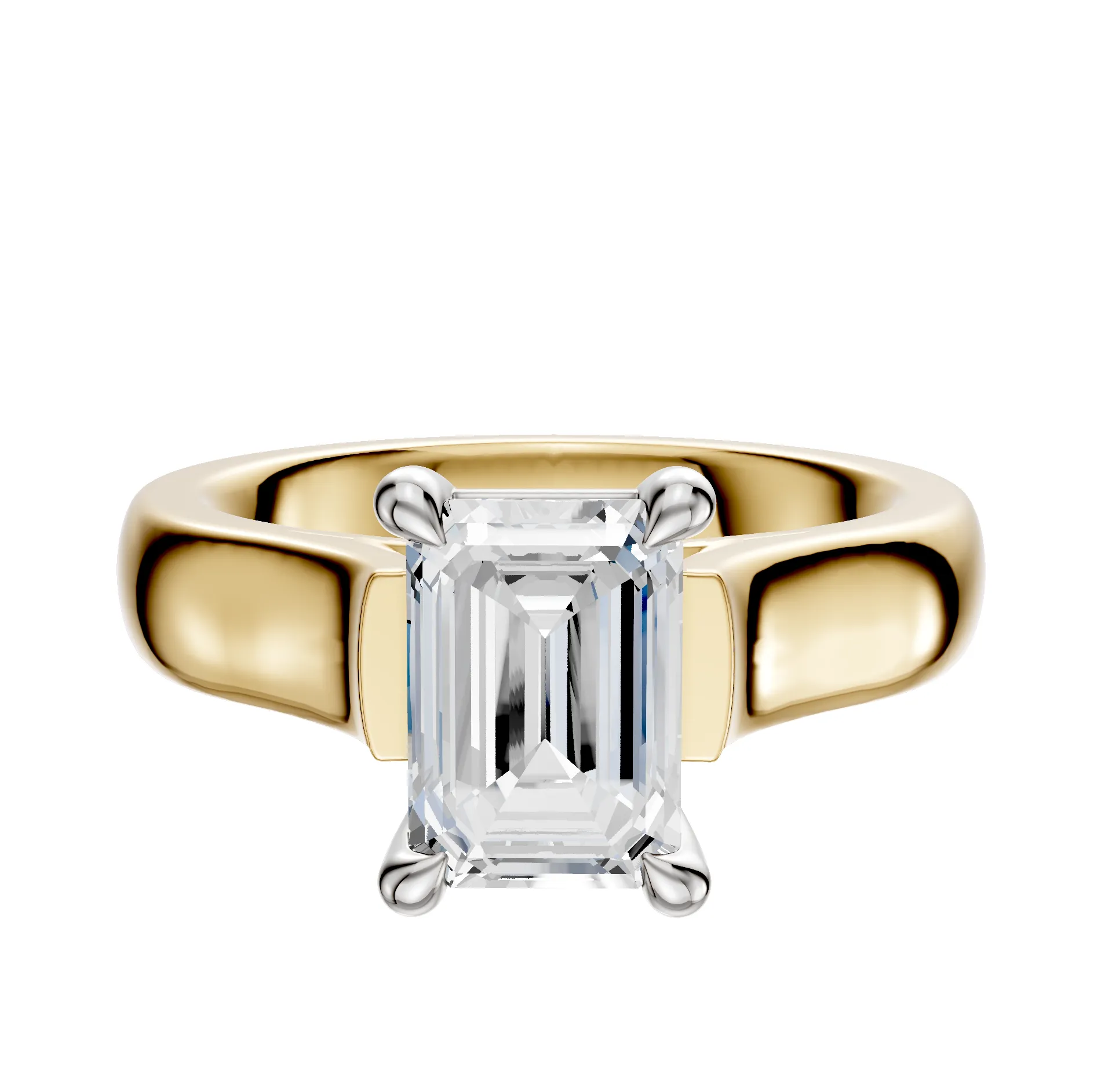 18K Two Tone 4 Prong Basket Cathedral Dome 4.0mm Engagement Ring sold by Promise By Effy