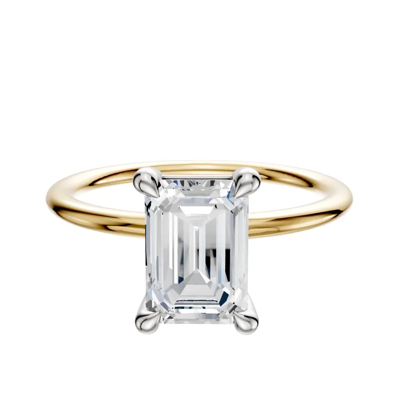14K Two Tone 4 Prong Basket Classic Dome 1.5mm Engagement Ring sold by Promise By Effy